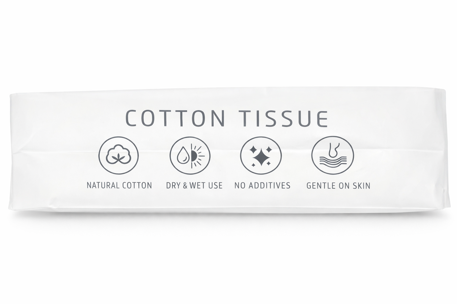 ZhiJiu Cotton Tissue pack, 30 pieces, white packaging with icons illustrating features: natural cotton, dry & wet use, no additives, gentle on skin.